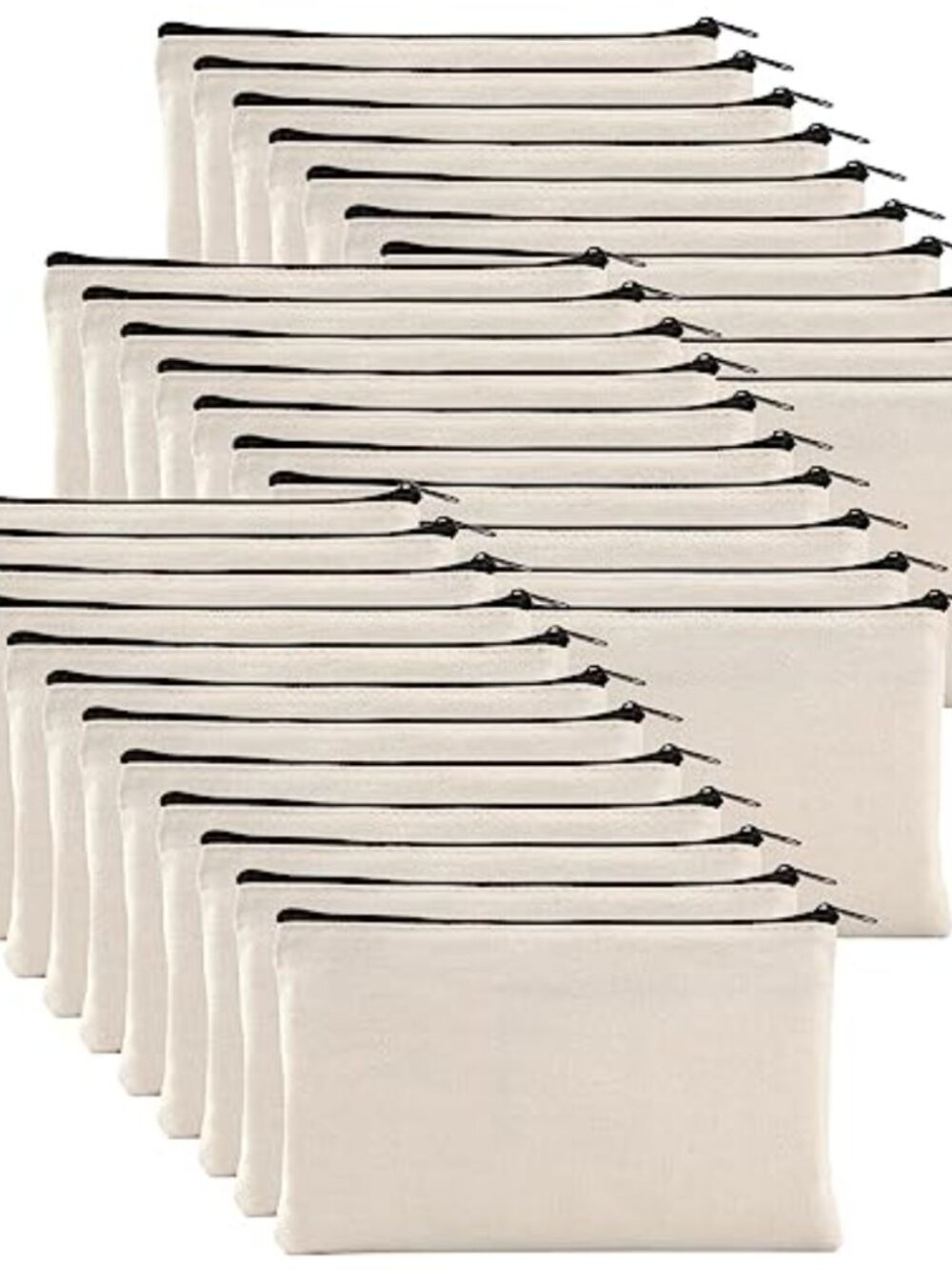 32 Pack Canvas Zipper Pouches 8x5 DIY Craft Pencil Cosmetic Travel Bags